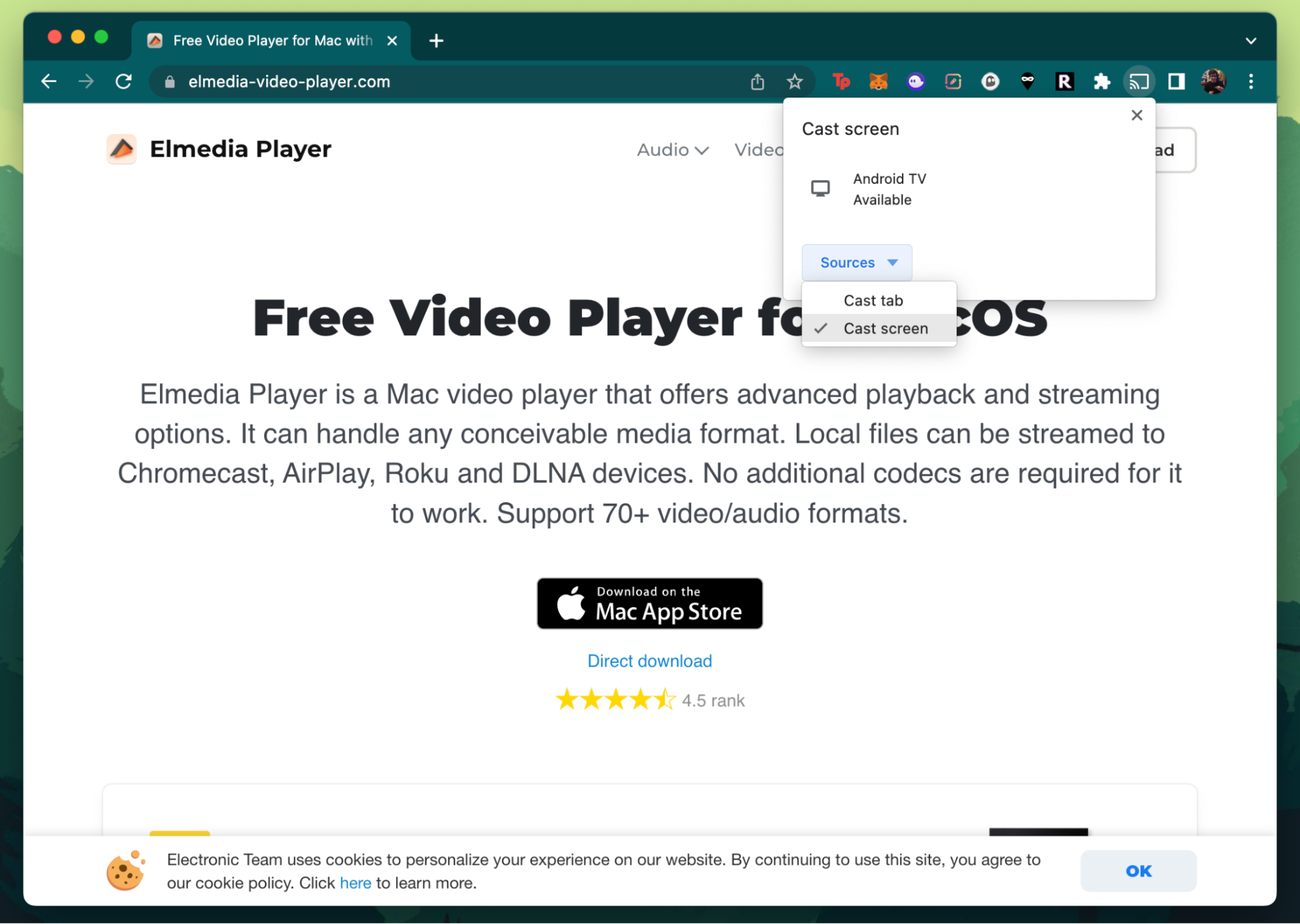 Choisir une source pour la coulée dans Chrome