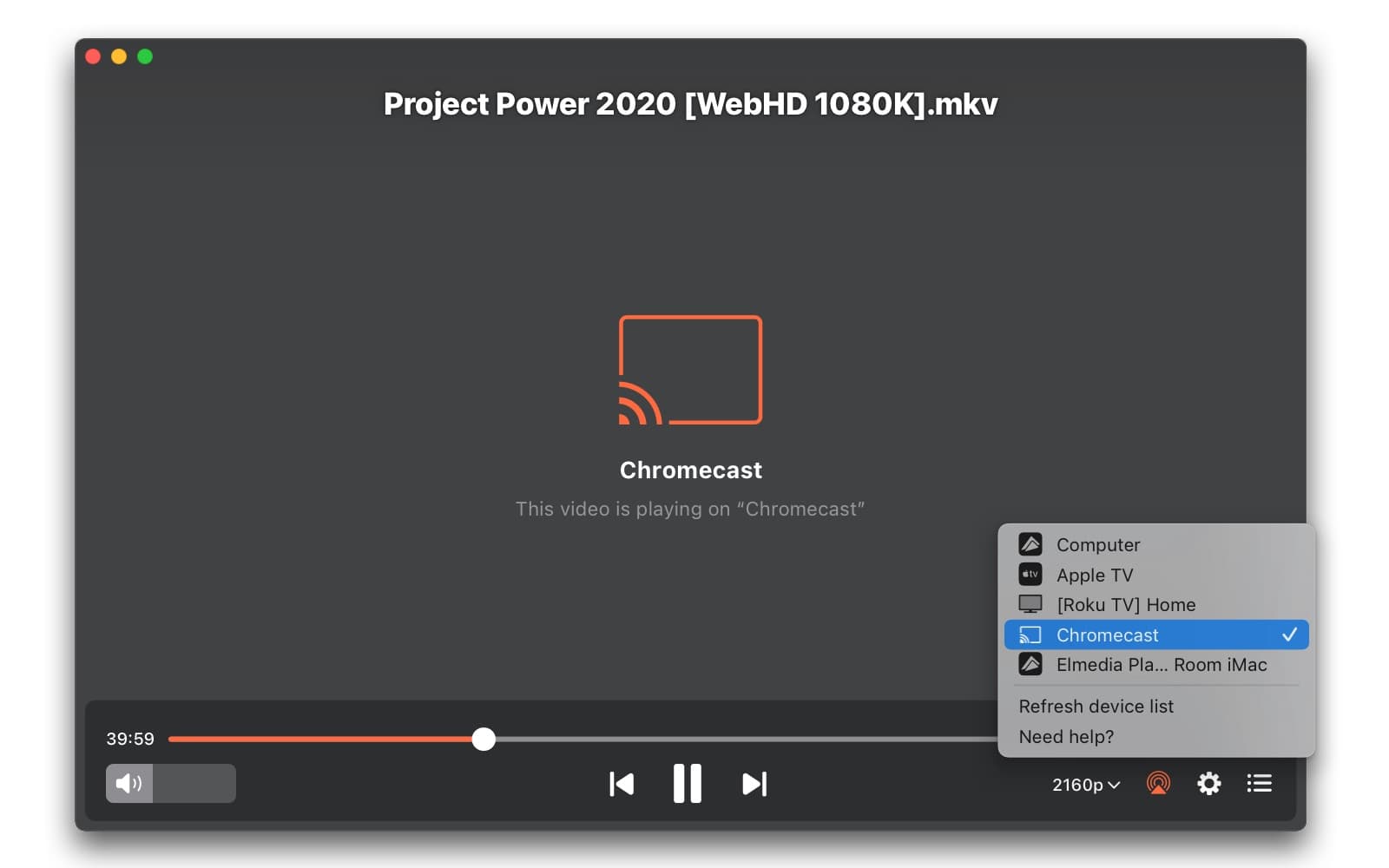 Streaming vers Chromecast depuis un Mac avec Elmedia
